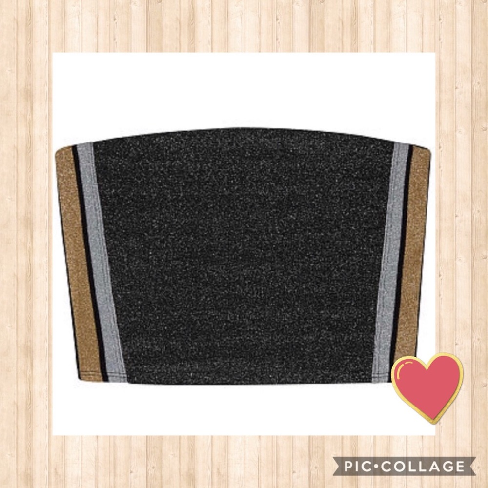 VS PINK Lurex Shine Tube Top Black With Stripes